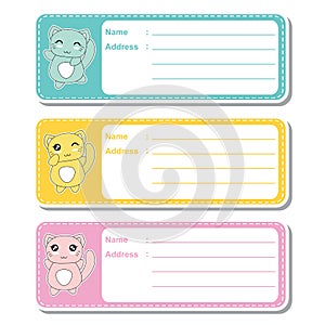 Cute cats on colorful background suitable for kid address label design