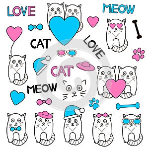 Cute cats icons. Clip art