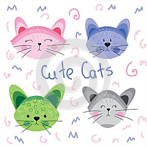 Cute Cats Illustration for card making, paper, textile, printing, packaging