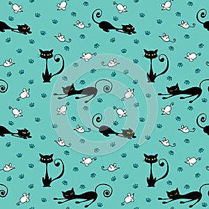 Cute cats and mice pattern