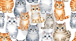Cute Cats Seamless Pattern