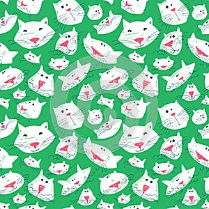 Cute cats seamless pattern. Background with pets in doodle style