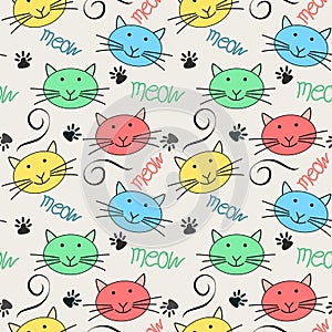 Cute cats seamless pattern
