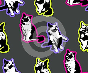 Cute Cats seamless pattern. Pet vector illustration. Cartoon cat images. Cute design for kids.Ð¡