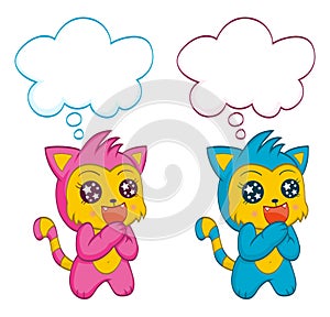 Cute cats with speech bubbles