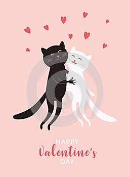 Cute cats, Valentine`s Day greeting card