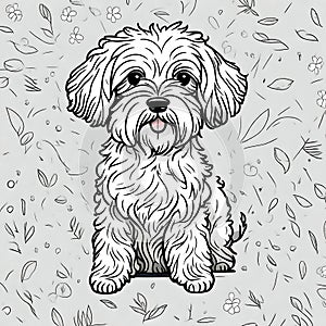 Cute cavoodle puppy dog illustration - ai generated image