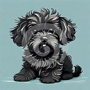 Cute cavoodle puppy dog illustration - ai generated image photo