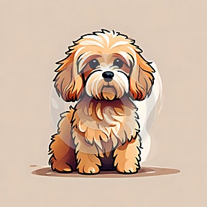 Cute cavoodle puppy dog illustration - ai generated image photo