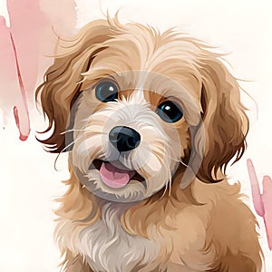 Cute cavoodle puppy looking at the viewer - ai generated image photo