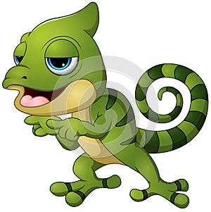 Cute chameleon lizard cartoon pointing