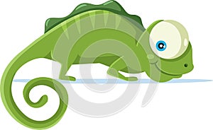 Cute Chameleon Vector Cartoon Illustration
