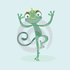 Cute chameleon. Vector illustration.