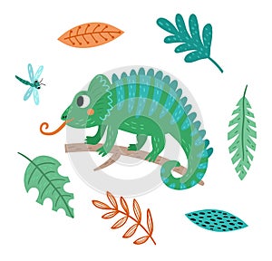 Cute Chameleon. Vector illustration