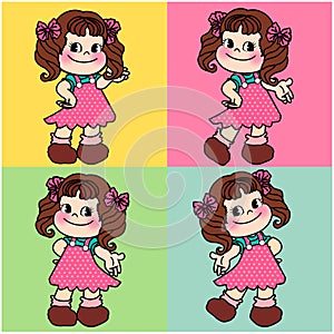 Cute character cartoon girl seamless