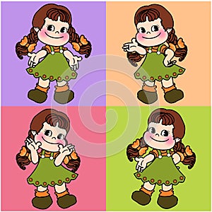 Cute character cartoon girl seamless