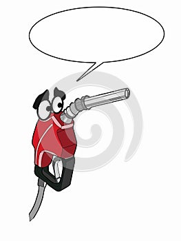 Cute characters and speech bubble gas pump fuel pump cartoon illustration drawing and dripping oil and turkish liras money symbol