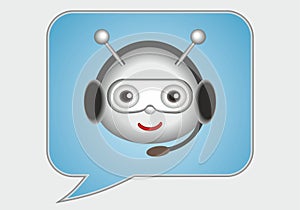 Cute chat bot in speech bubble. Vector illustration.