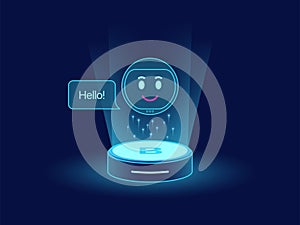 Cute chat bot, virtual voice assistant. Mobile chatbot with function of Machine learning, Smart home station and speaker