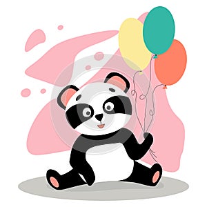 cute cheerful panda with three spars