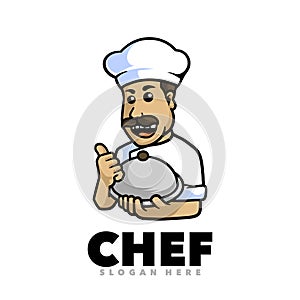 Cute chef cheerful mascot logo