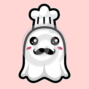 Cute chef ghost character design