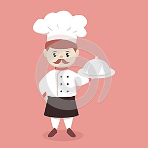 Cute chef master mascot design illustration