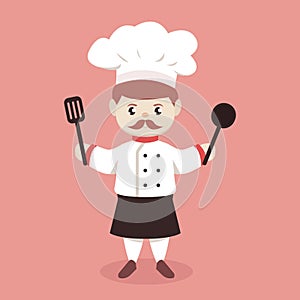 Cute chef master mascot design illustration