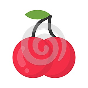 Cute cherry berries, isolated colorful vector icon