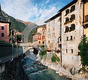 Architecure in cute Chiavenna town, Italy