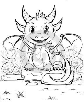 Cute chibi dragon coloring pages for kids and adults