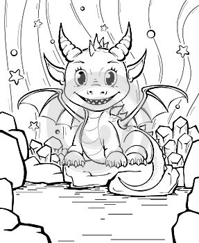 Cute chibi dragon coloring pages for kids and adults