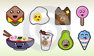 Cute Chibi Food Items Vector Art for Planner Sticker Sheets and More