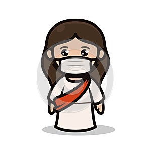 Cute chibi Jesus mascot design kawaii illustration