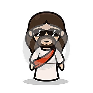 Cute chibi Jesus mascot design kawaii illustration