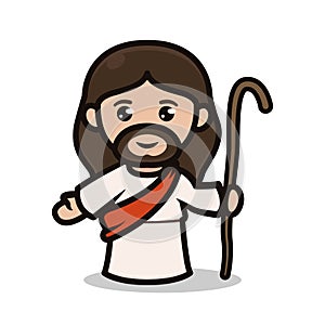 Cute chibi Jesus mascot design kawaii illustration