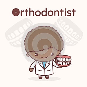 Cute chibi kawaii characters. Alphabet professions. The Letter O - Orthodontist.