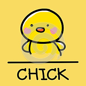 Cute chick hand-drawn style, vector illustration.