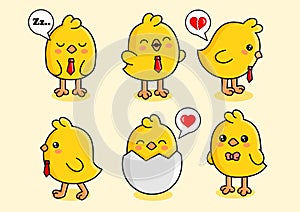 cute chick mascot vector illustration