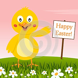 Cute Chick Wishing a Happy Easter