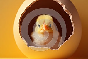 Cute chicken animal farm yellow young chick egg fluffy bird small newborn baby