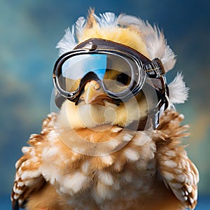 Cute chicken with aviators goggle