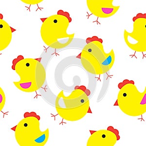 Cute chicks seamless pattern flat background