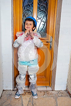 Cute child fasten helmet in super safe bubble wrap