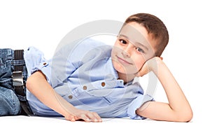 Cute Child Lying on Floor