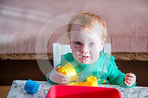 Cute child playing indoors