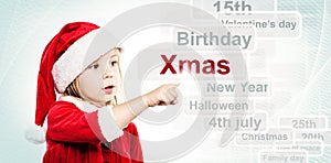 Cute Child in Santa Hat and Web Browser
