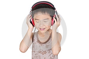 Cute child to be infatuated with music photo