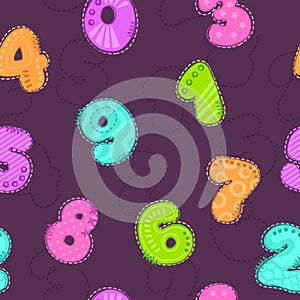 Cute childish seamless pattern with colorful numbers.