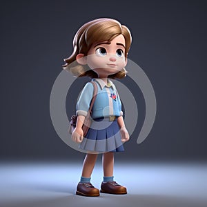 Cute Childminder Walking In Pixar Style